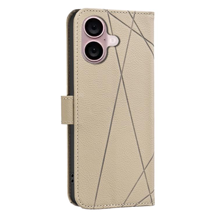 For iPhone 16 Geometric Pattern RFID Leather Phone Case