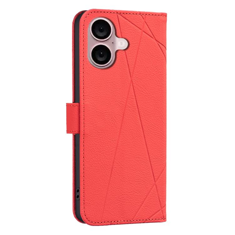 For iPhone 16 Geometric Pattern RFID Leather Phone Case