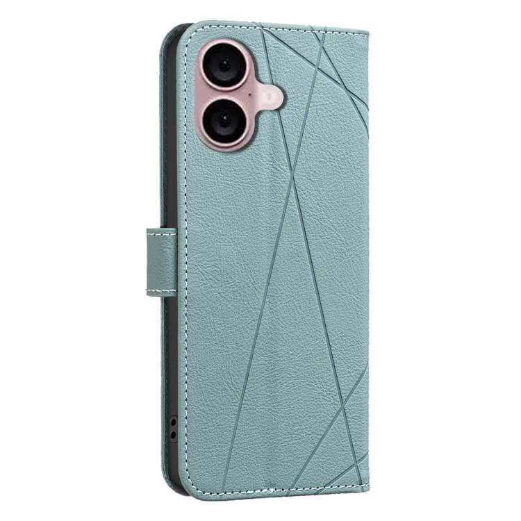 For iPhone 16 Geometric Pattern RFID Leather Phone Case