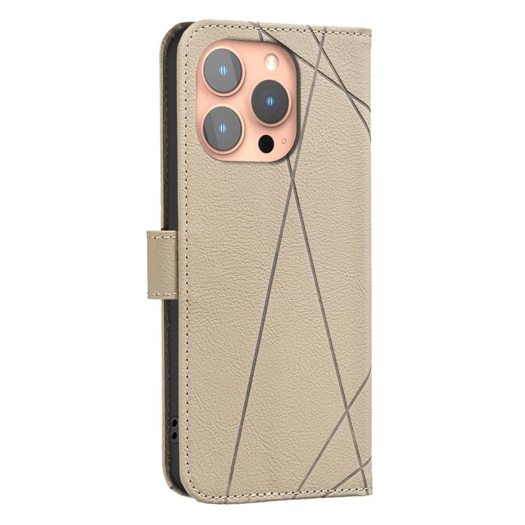 For iPhone 16 Pro Geometric Pattern RFID Leather Phone Case