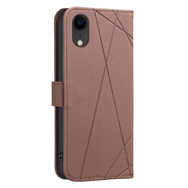 For iPhone XR Geometric Pattern RFID Leather Phone Case