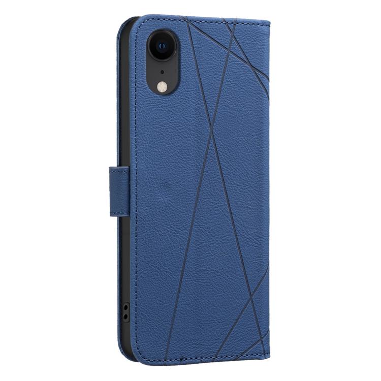 For iPhone XR Geometric Pattern RFID Leather Phone Case