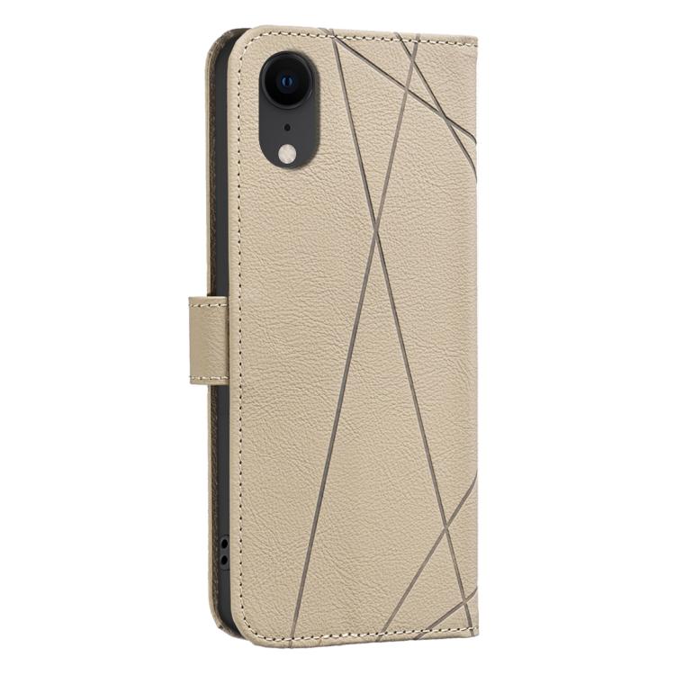For iPhone XR Geometric Pattern RFID Leather Phone Case