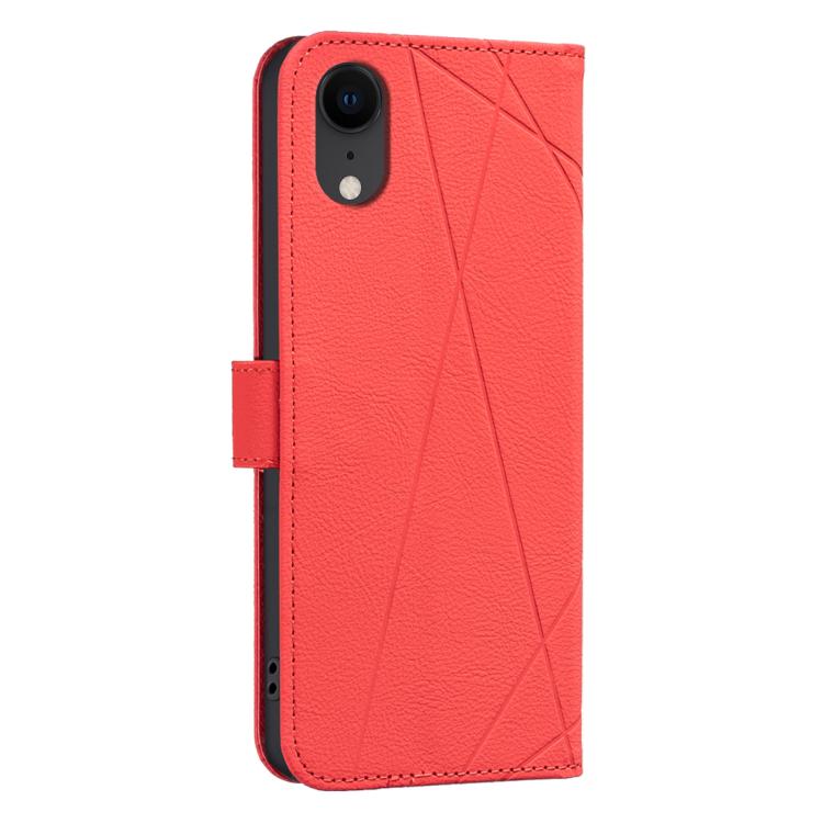 For iPhone XR Geometric Pattern RFID Leather Phone Case