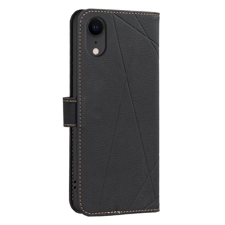 For iPhone XR Geometric Pattern RFID Leather Phone Case