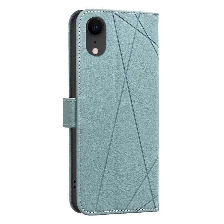 For iPhone XR Geometric Pattern RFID Leather Phone Case