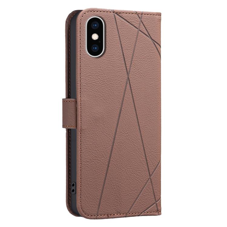For iPhone XS Max Geometric Pattern RFID Leather Phone Case