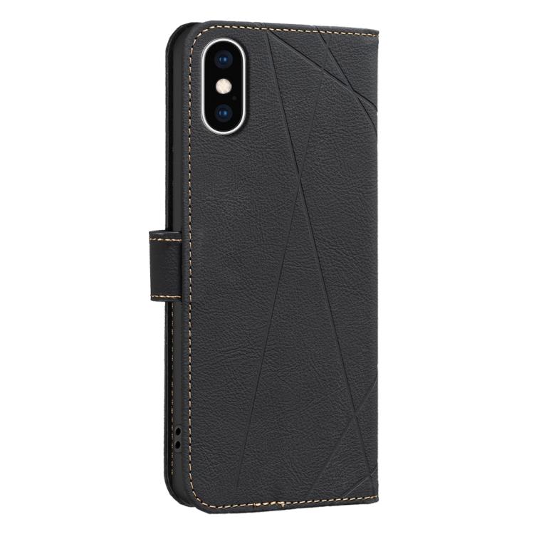 For iPhone XS Max Geometric Pattern RFID Leather Phone Case