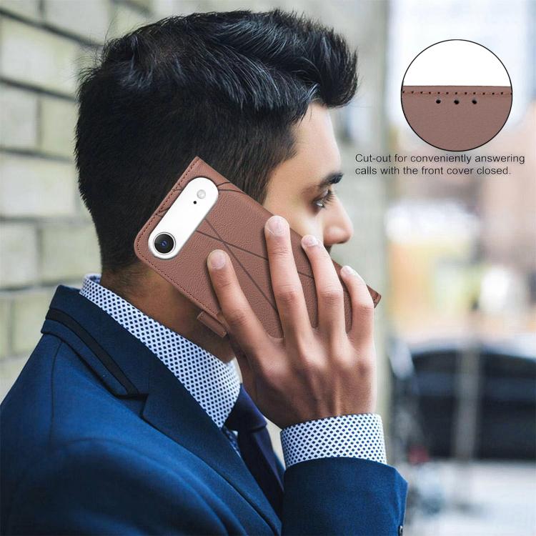 For iPhone Air Geometric Pattern RFID Leather Phone Case