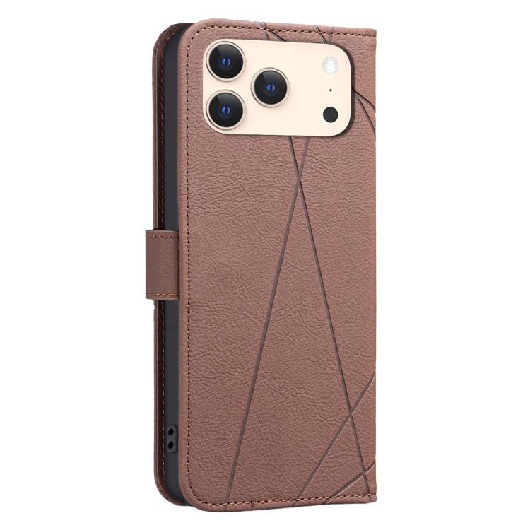 For iPhone 17 Pro Max Geometric Pattern RFID Leather Phone Case