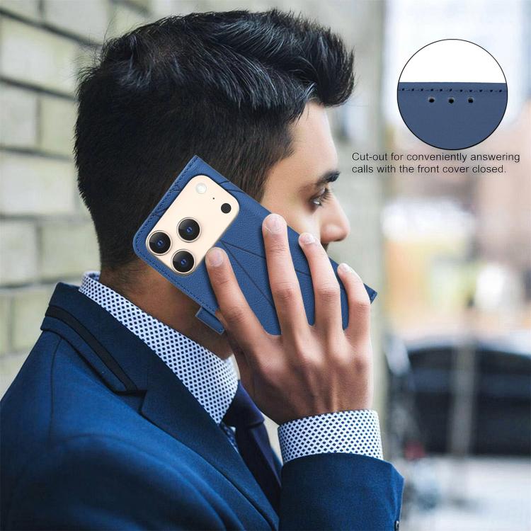 For iPhone 17 Pro Max Geometric Pattern RFID Leather Phone Case