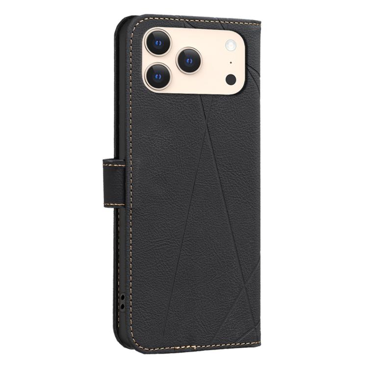 For iPhone 17 Pro Max Geometric Pattern RFID Leather Phone Case