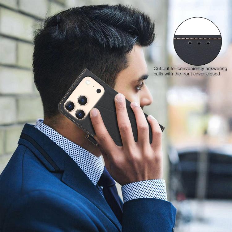 For iPhone 17 Pro Max Geometric Pattern RFID Leather Phone Case