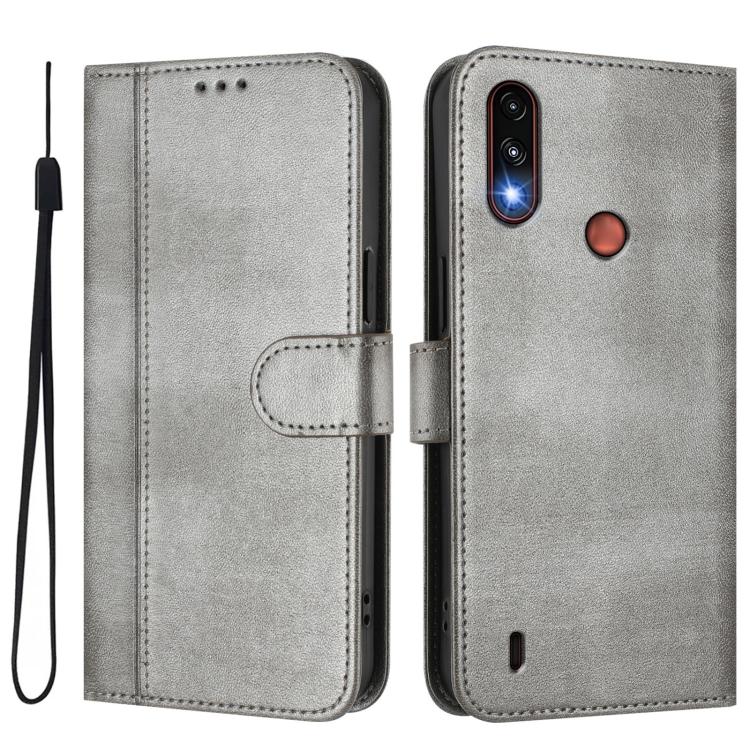 For Motorola Moto E7 Power 2021 Line Splicing Buckle Retro Leather Phone Case