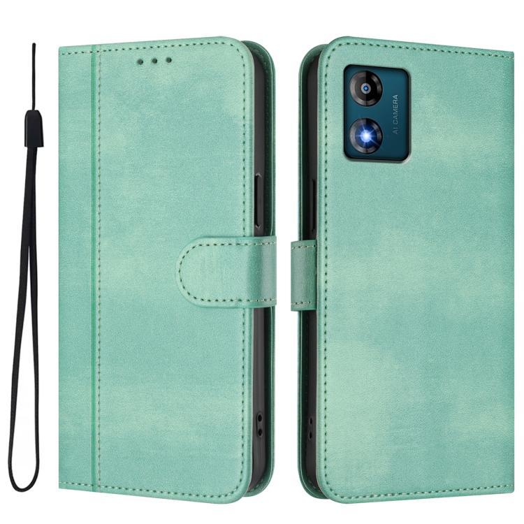 For Motorola Moto E13 2023 4G Line Splicing Buckle Retro Leather Phone Case