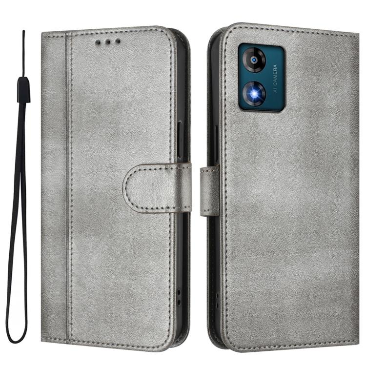 For Motorola Moto E13 2023 4G Line Splicing Buckle Retro Leather Phone Case