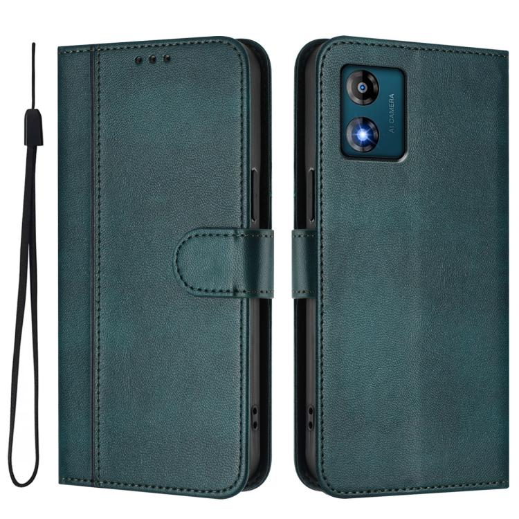 For Motorola Moto E13 2023 4G Line Splicing Buckle Retro Leather Phone Case