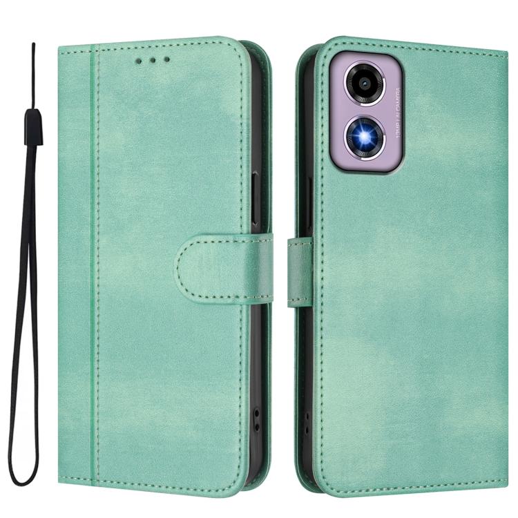 For Motorola Moto E14 4G / G24 4G Line Splicing Buckle Retro Leather Phone Case