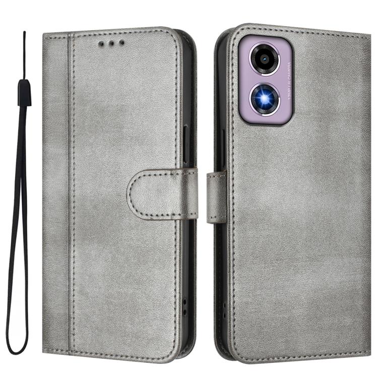 For Motorola Moto E14 4G / G24 4G Line Splicing Buckle Retro Leather Phone Case