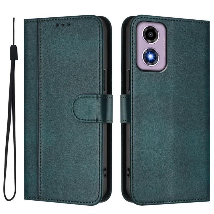 For Motorola Moto E14 4G / G24 4G Line Splicing Buckle Retro Leather Phone Case