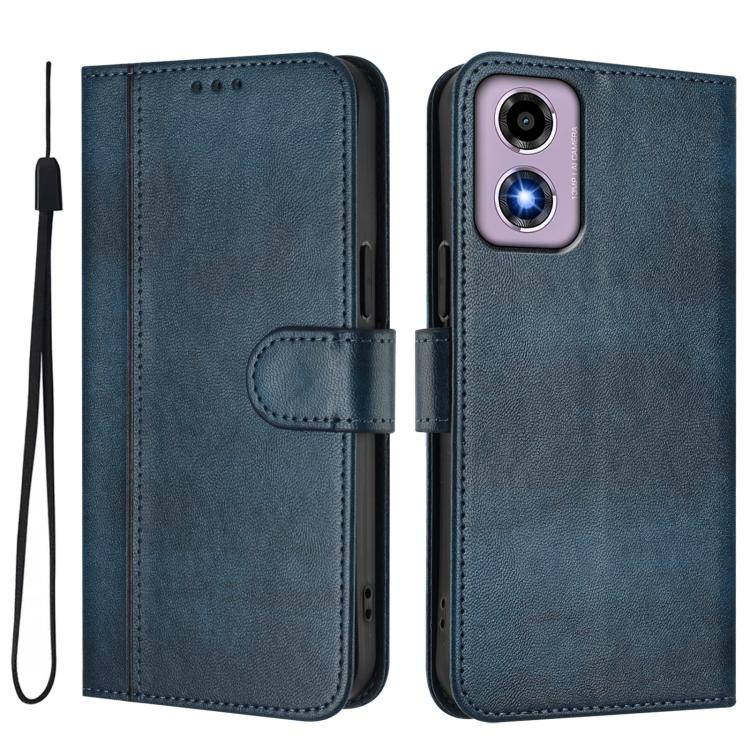 For Motorola Moto E14 4G / G24 4G Line Splicing Buckle Retro Leather Phone Case