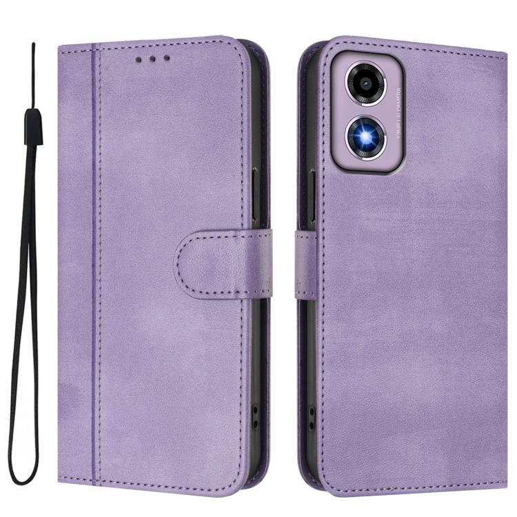 For Motorola Moto E14 4G / G24 4G Line Splicing Buckle Retro Leather Phone Case