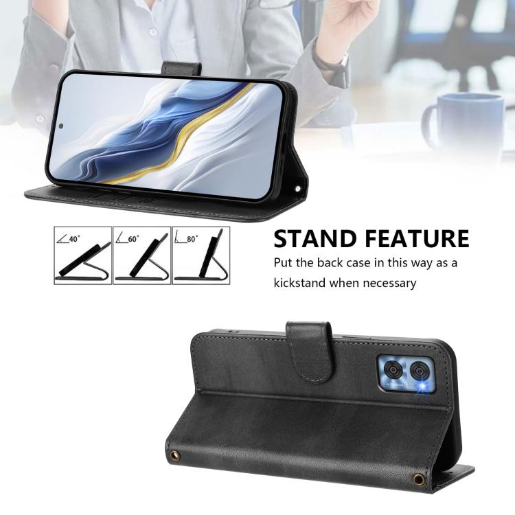For Motorola Moto E22 4G / E22i 4G Line Splicing Buckle Retro Leather Phone Case