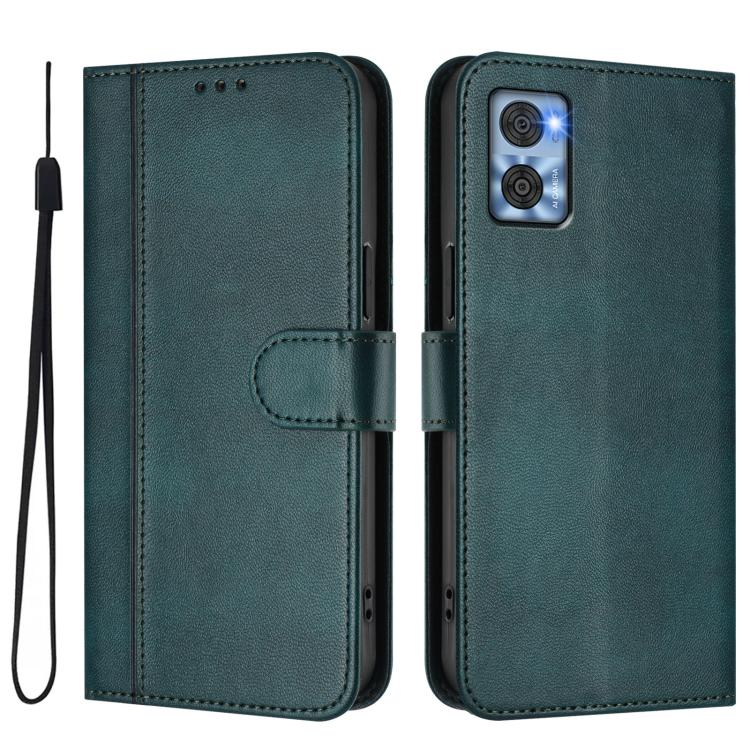 For Motorola Moto E22 4G / E22i 4G Line Splicing Buckle Retro Leather Phone Case