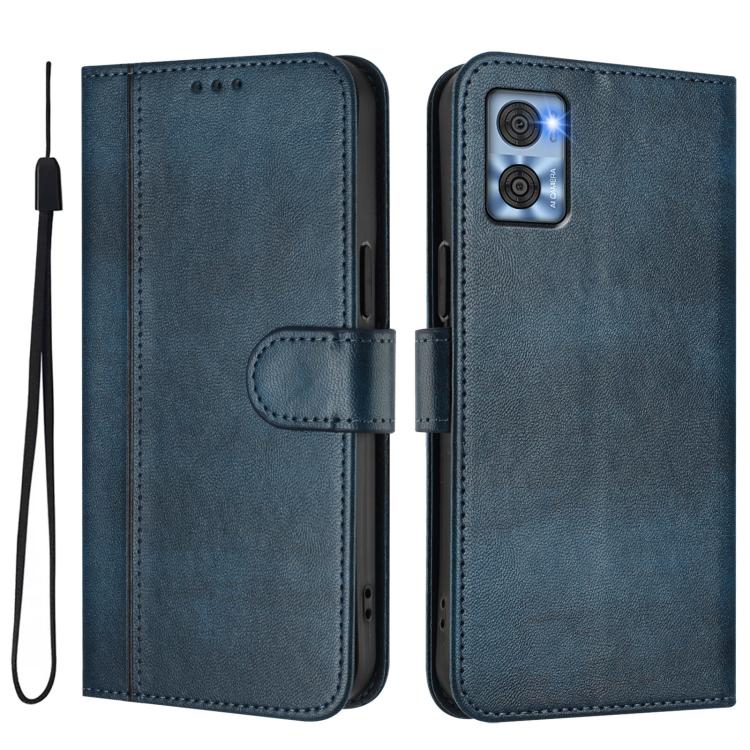 For Motorola Moto E22 4G / E22i 4G Line Splicing Buckle Retro Leather Phone Case