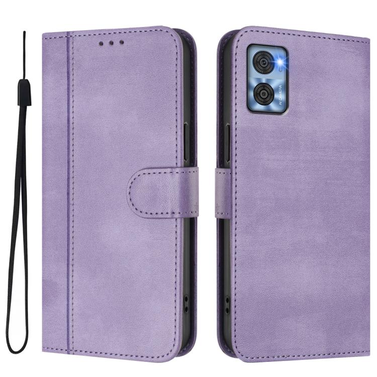 For Motorola Moto E22 4G / E22i 4G Line Splicing Buckle Retro Leather Phone Case