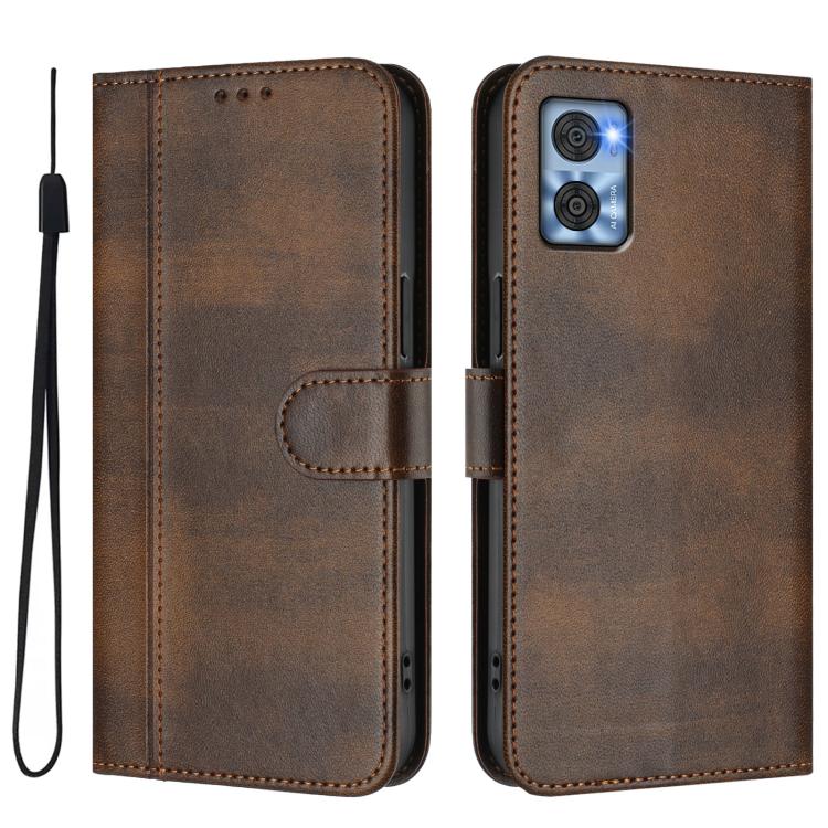 For Motorola Moto E22 4G / E22i 4G Line Splicing Buckle Retro Leather Phone Case