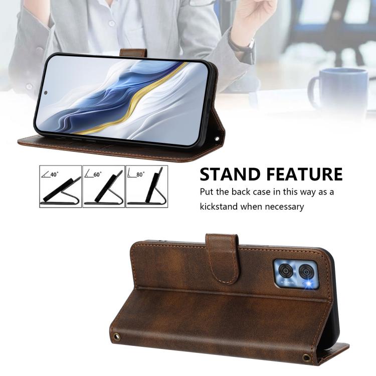 For Motorola Moto E22 4G / E22i 4G Line Splicing Buckle Retro Leather Phone Case
