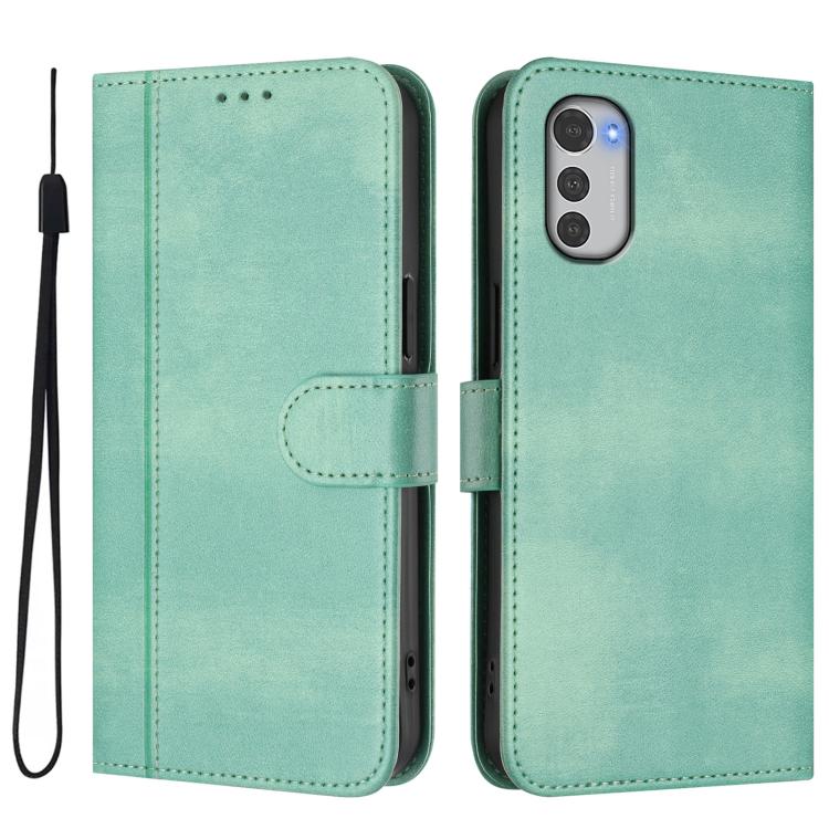 For Motorola Moto E32 4G Global Line Splicing Buckle Retro Leather Phone Case