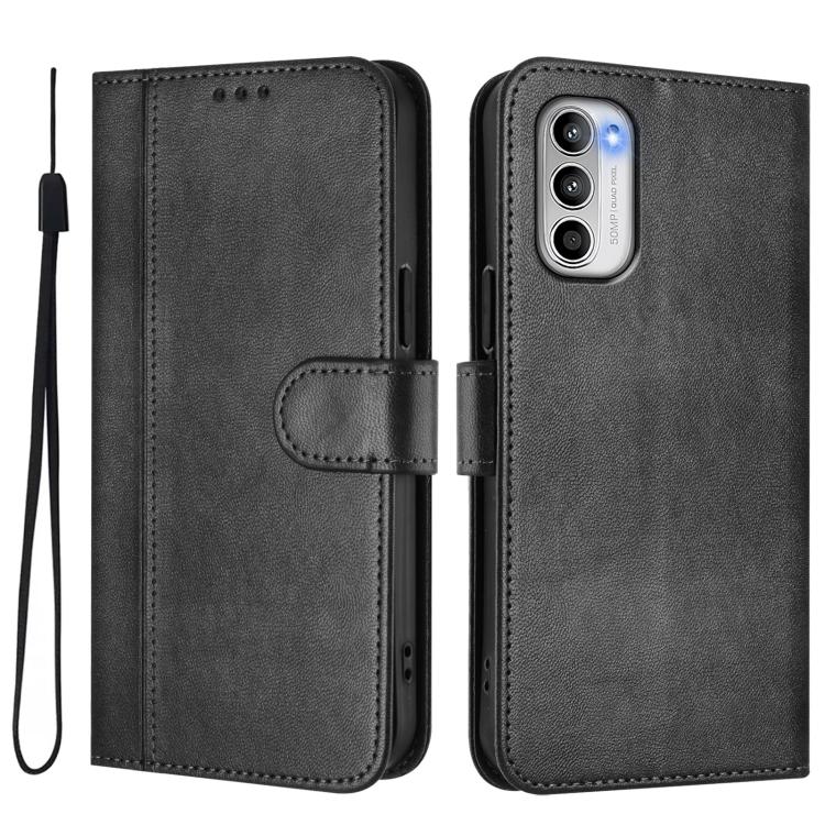 For Motorola Moto G 5G 2022 Line Splicing Buckle Retro Leather Phone Case