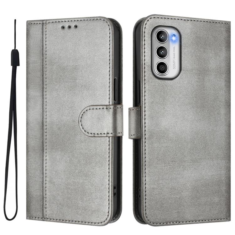 For Motorola Moto G 5G 2022 Line Splicing Buckle Retro Leather Phone Case