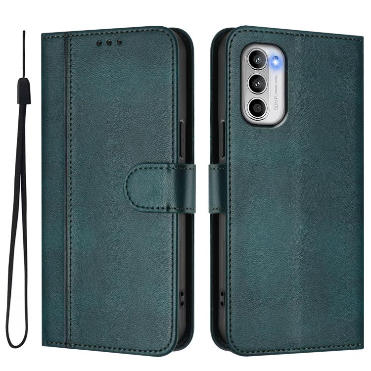 For Motorola Moto G 5G 2022 Line Splicing Buckle Retro Leather Phone Case