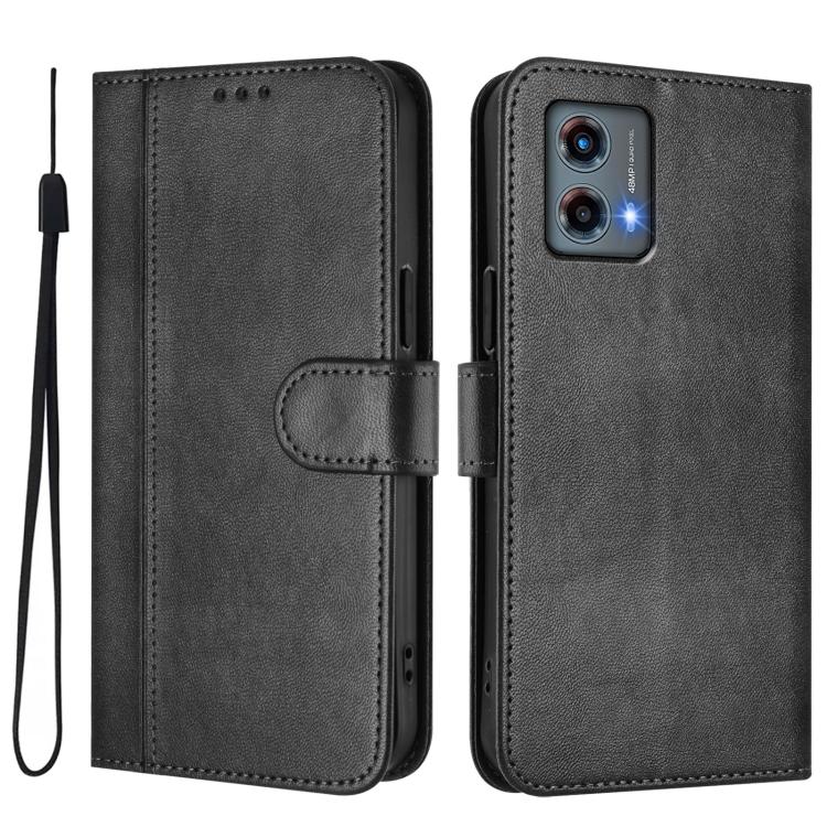 For Motorola Moto G 5G 2023 Line Splicing Buckle Retro Leather Phone Case