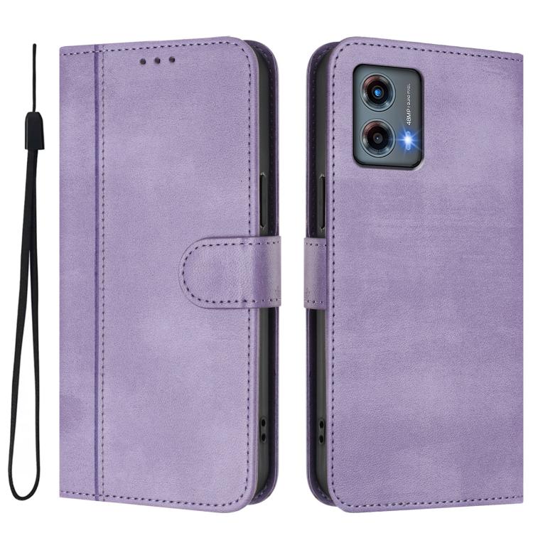 For Motorola Moto G 5G 2023 Line Splicing Buckle Retro Leather Phone Case