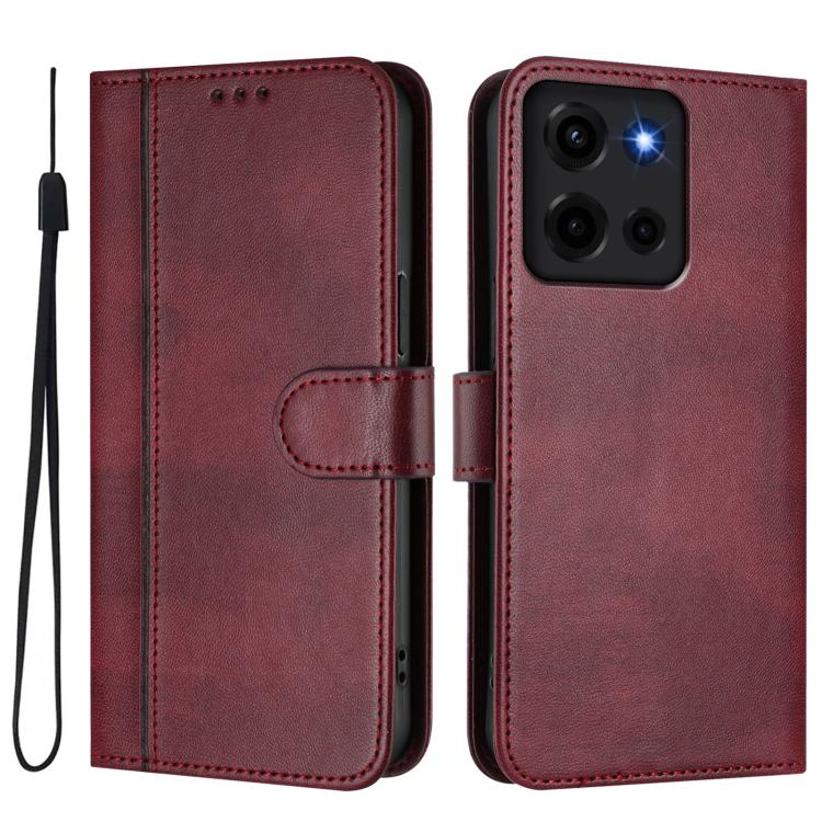 For Motorola Moto G 5G 2025 Line Splicing Buckle Retro Leather Phone Case