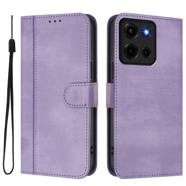 For Motorola Moto G 5G 2025 Line Splicing Buckle Retro Leather Phone Case