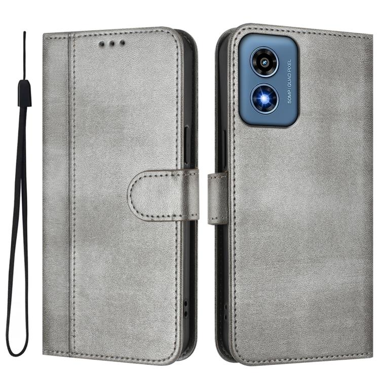 For Motorola Moto G Play 4G 2024 Global Line Splicing Buckle Retro Leather Phone Case