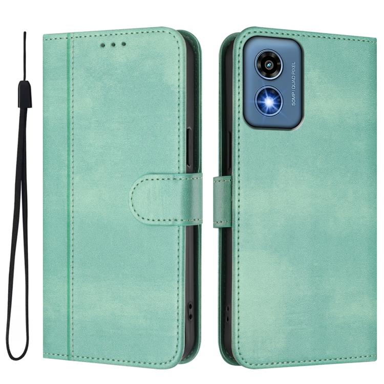 For Motorola Moto G Play 5G 2024 Global Line Splicing Buckle Retro Leather Phone Case