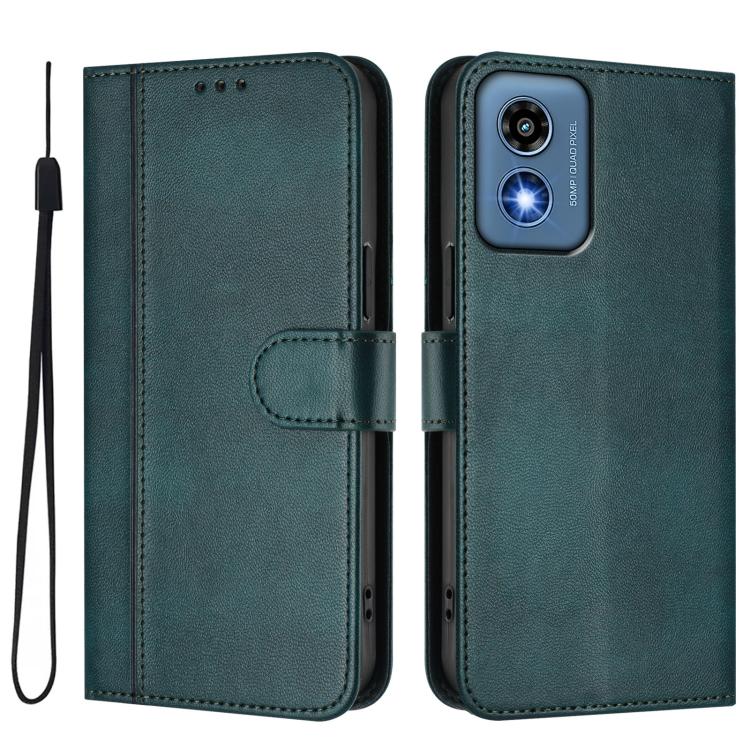 For Motorola Moto G Play 5G 2024 Global Line Splicing Buckle Retro Leather Phone Case