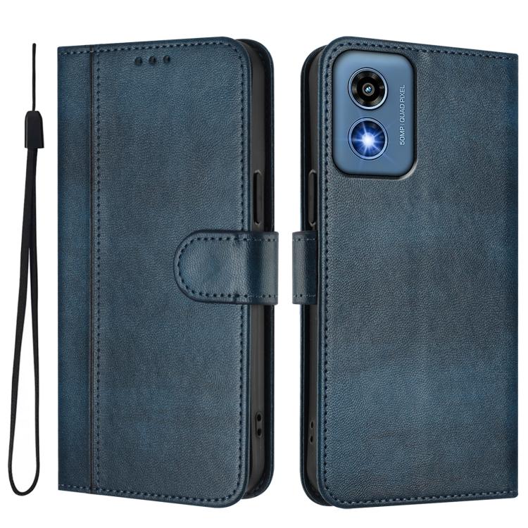 For Motorola Moto G Play 5G 2024 Global Line Splicing Buckle Retro Leather Phone Case