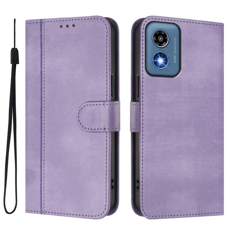 For Motorola Moto G Play 5G 2024 Global Line Splicing Buckle Retro Leather Phone Case