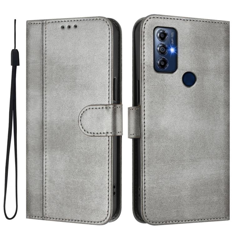 For Motorola Moto G Play 2022 Line Splicing Buckle Retro Leather Phone Case