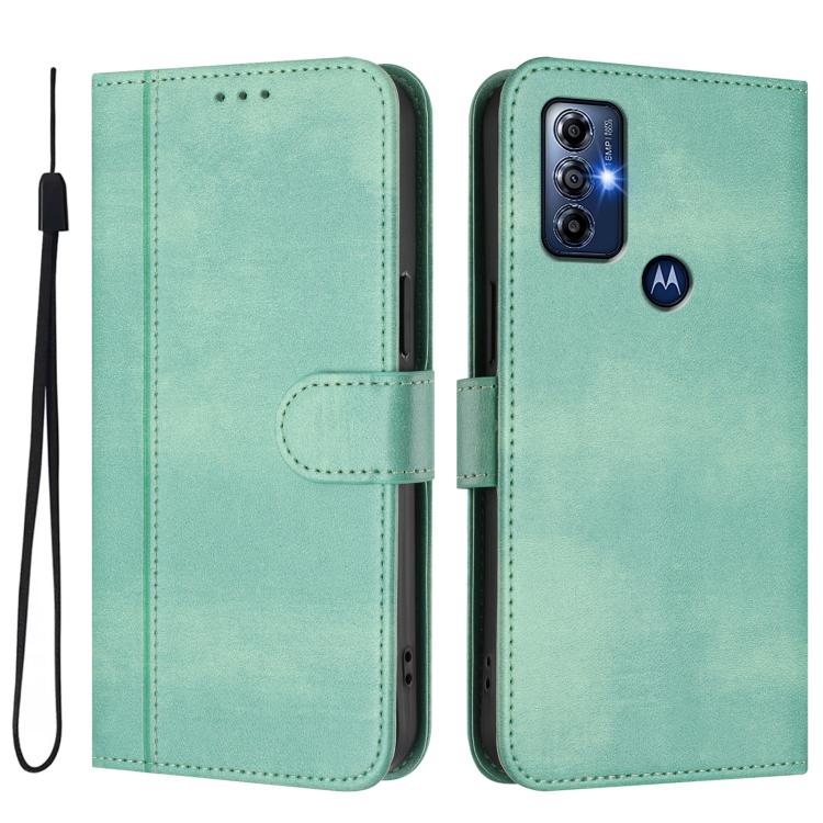 For Motorola Moto G Play 2023 / G Pure 2021 Line Splicing Buckle Retro Leather Phone Case