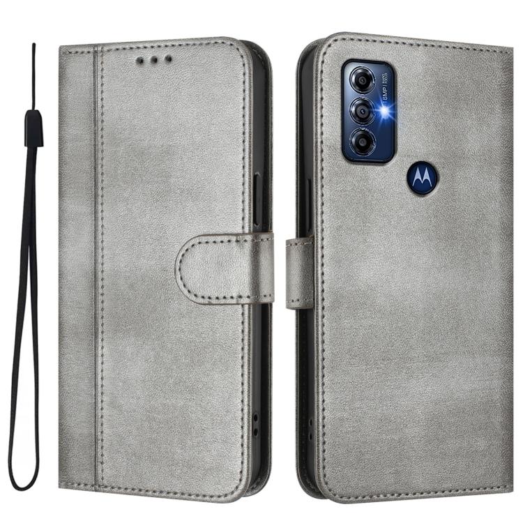 For Motorola Moto G Play 2023 / G Pure 2021 Line Splicing Buckle Retro Leather Phone Case