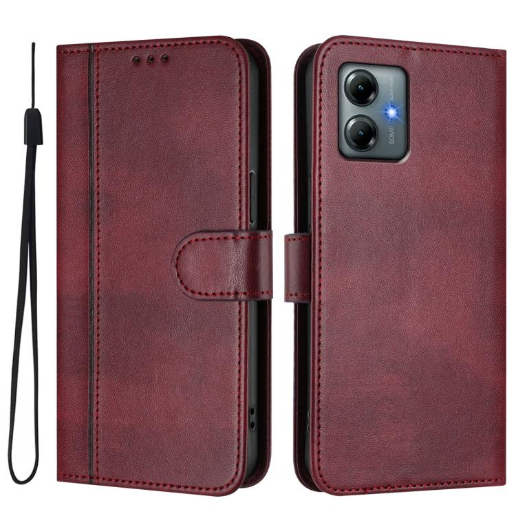 For Motorola Moto G Play 2025 / G Power 2025 Line Splicing Buckle Retro Leather Phone Case