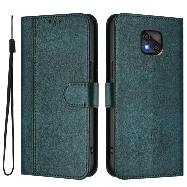 For Motorola Moto G Power 2021 Line Splicing Buckle Retro Leather Phone Case